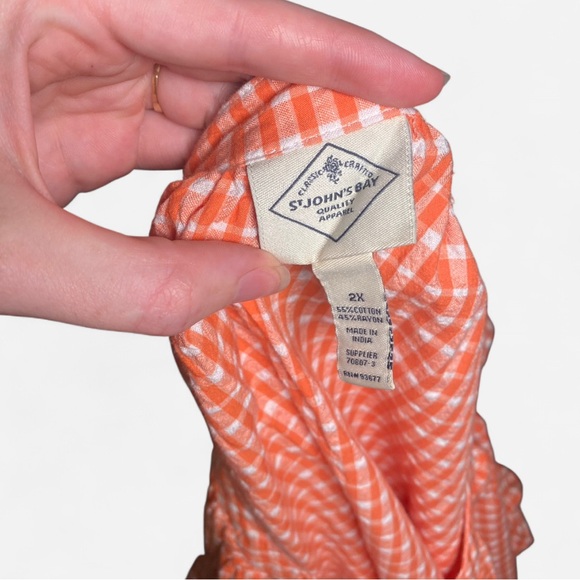 St. John's Bay Coral Checkered Blouse - Picture 5 of 5